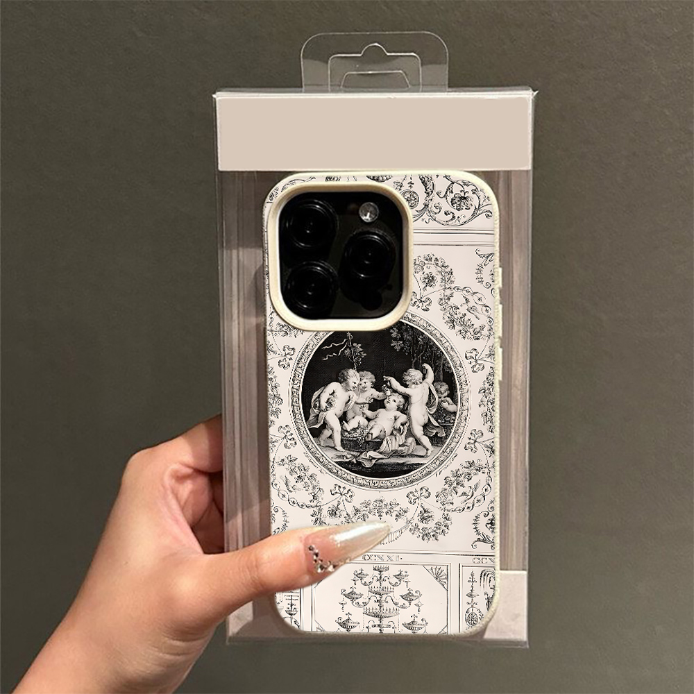 Vintage Floral Pattern Soft Case - غطاء هاتف بتصميم ملاك باروكي عتيق