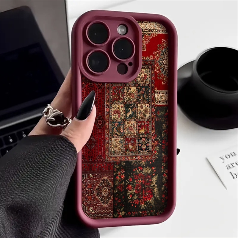 Vintage Floral Pattern Soft Case - غطاء هاتف بنمط سجادة مُرَقَّعة عتيقة