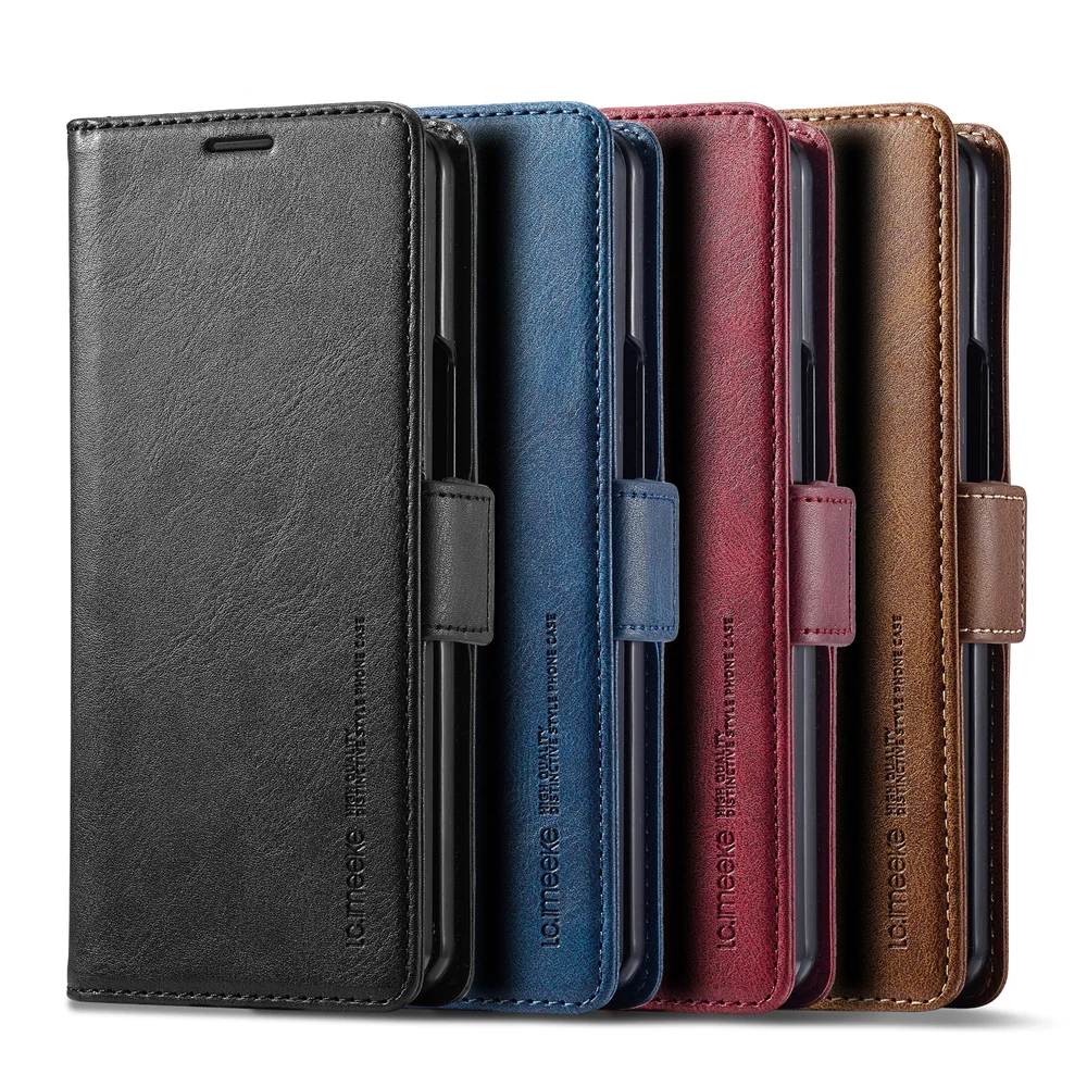 Leather Wallet Card Holder Phone Cover - محفظة جلدية حافظة هاتف لهاتف سامسونج