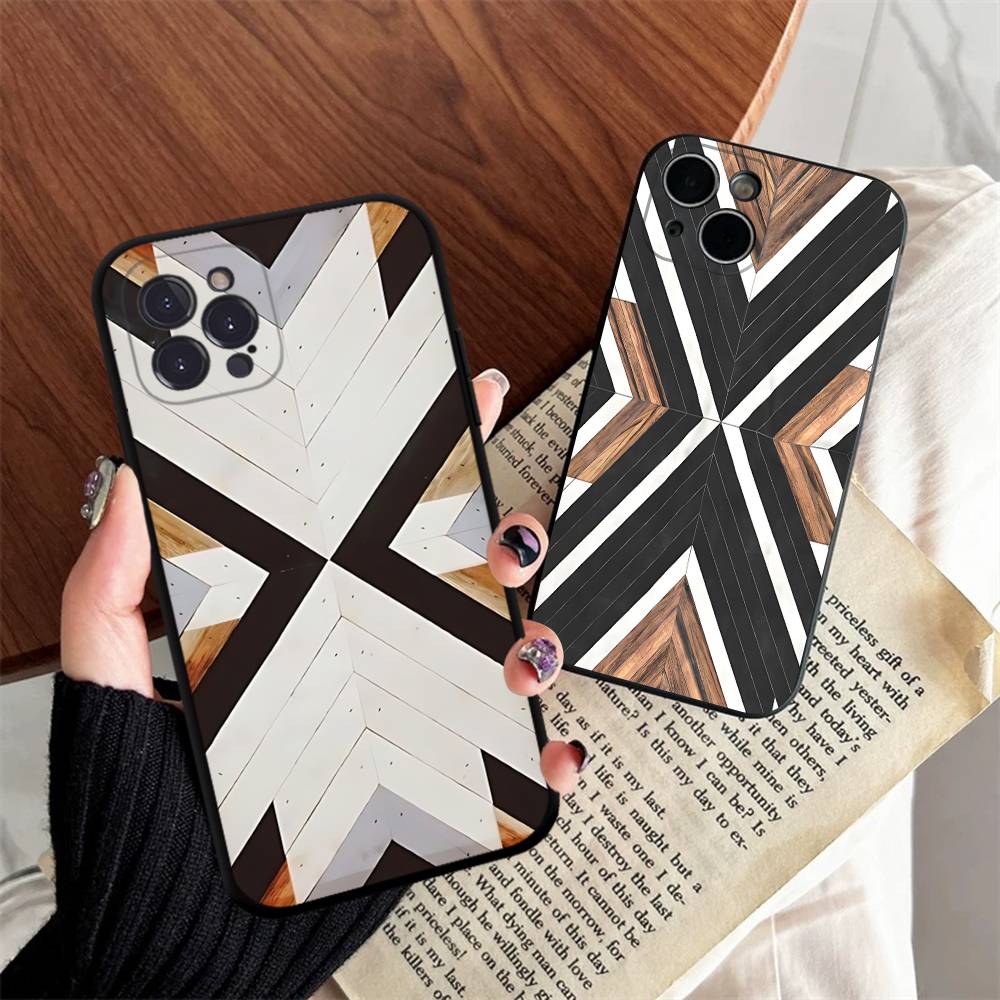 غطاء هاتف بنمط هندسي ونقوش خشب - مراجعة Vintage Floral Pattern Soft Case وسعره