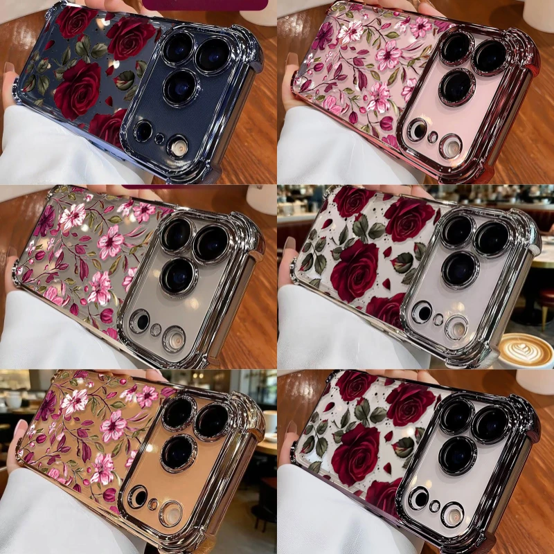 غطاء هاتف بتصميم زهور حمراء كل - مراجعة Vintage Floral Pattern Soft Case وسعره