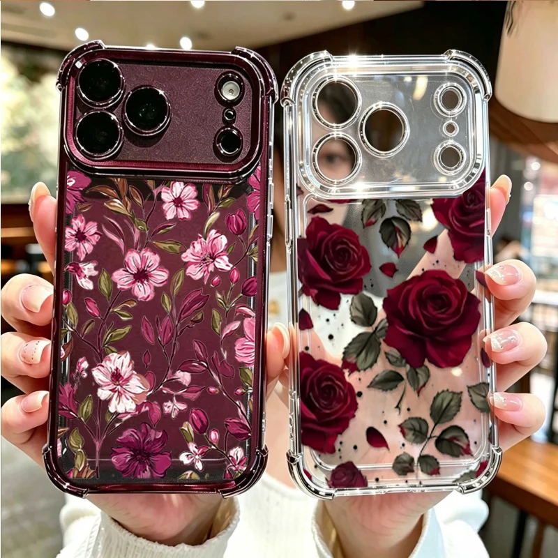 غطاء بتصميم زهور حمراء كلاسيكي - مراجعة Vintage Floral Pattern Soft Case وسعره